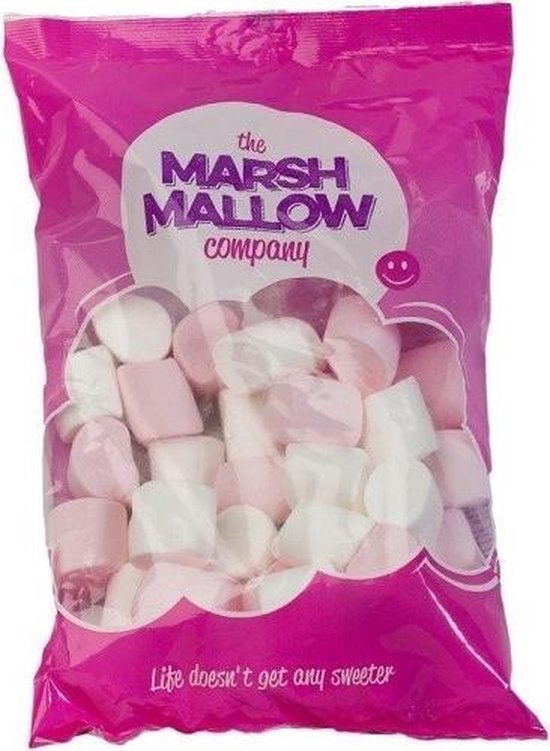 The Marsh Mallow Company Marshmallows roze/wit - 40/50 stuks - 250gr.