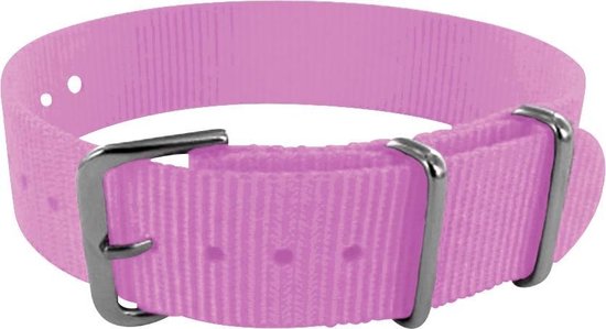 Max Horlogeband 5 NTS054 Nato Horlogeband - Ø18 mm - Lichtroze / Zilverkleurig