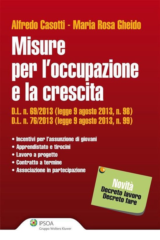Misure per l'occupazione e la crescita - cover