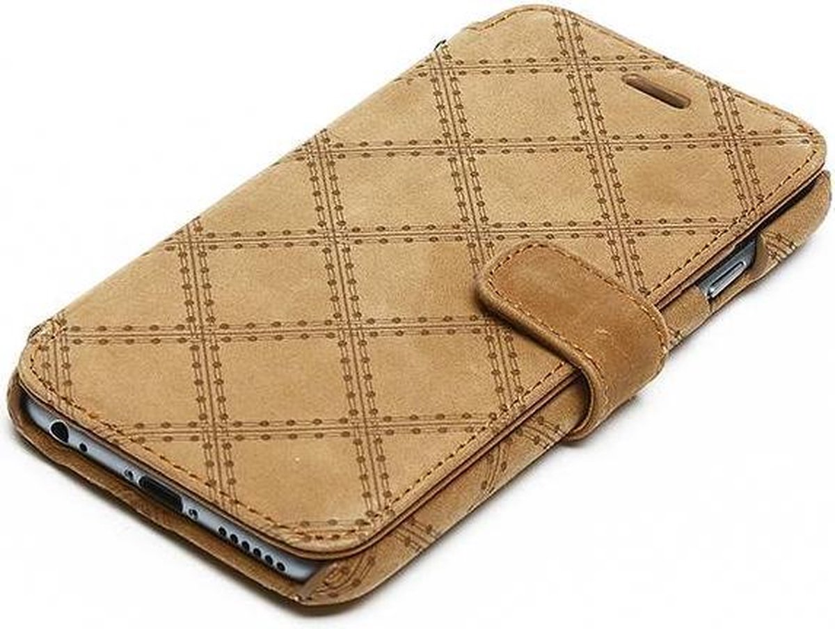iPhone 6 Plus Italian Vintage Quilt Diary- Tan Brown
