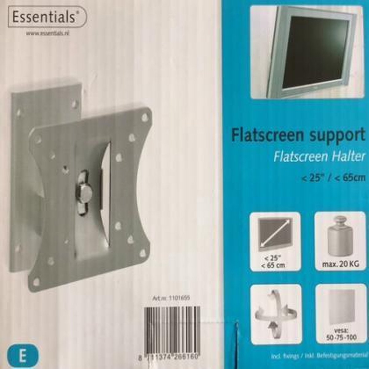 Flatscreen muurbeugel geschikt tot 25 Inch monitoren