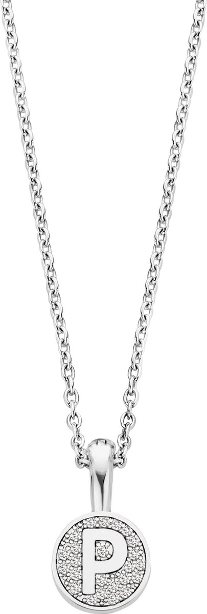 TI SENTO Dames Ketting - 925 zilver - Roze - Maat 42 - 3858LP