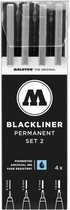 Molotow Blackliner 4x marker set 2 - Fineliner set avec 4 tailles de stylos à croquis