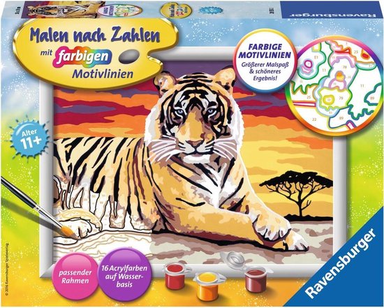 Foto: Ravensburger 4005556285532 kleurplaat en kleurboek color by numbers kit