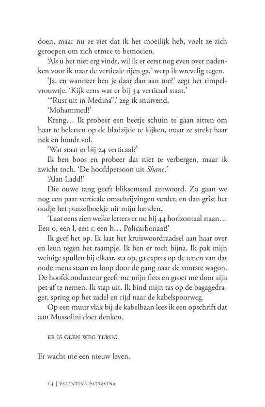 Boek 'De boekhandelaarster uit Orvieto' met tekst op de cover.