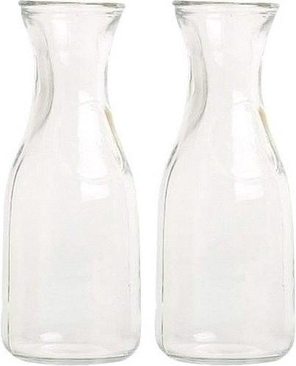 2x Glazen water/sap/wijn karaffen van 0,5 liter - Karaf glas voor op tafel/keuken artikelen - Merkloos