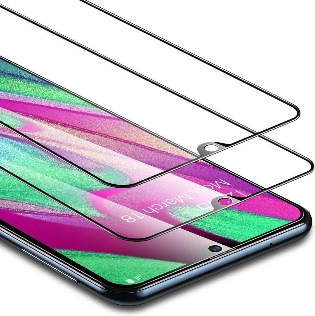 Full Cover Glass Samsung Galaxy A40 - Zwart (2 stuks)