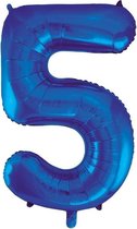 Cijfer 5 folie ballon blauw van 92 cm
