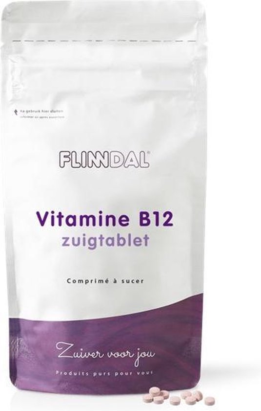 Vitamine B12 zuigtablet (Voor het geheugen, zenuwstelsel en meer energie) - 90 tabletten - Flinndal