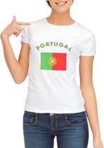Wit dames t-shirt met vlag van Portugal S