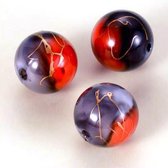Rond - Oil Paint Jewelry Beads - Zwart/Oranje - 36 Stuks - 18mm