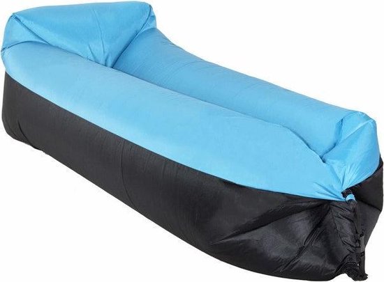 Lazy bag - blauw zwart - XL - 185 x 75 cm - tot 180 KG! - lucht zitzak