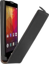 Zwart premium leder flipcase voor de LG Spirit