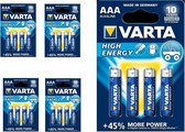 20 Stuks (5 Blisters a 4st) - VARTA High Energy LR03 / AAA / R03 / MN 2400 1.5V alkaline batterij