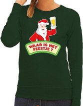 Foute kersttrui / sweater  voor dames - groen - Dronken Kerstman met biertje M (38)