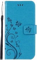 Shop4 - Samsung Galaxy A50 Hoesje - Wallet Case Vlinder Patroon Blauw