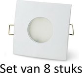 Dimbare LED 4W badkamer inbouwspot | Wit vierkant | Extra warm wit | Set van 8 stuks Met Philips LED lamp