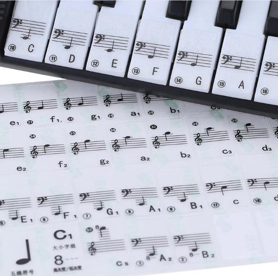 Autocollant de clavier de piano transparent 88 touches autocollant