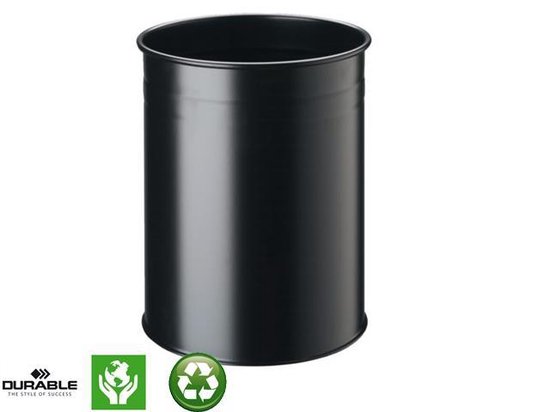 Papierbak Durable 3304 01 15liter Rond Zwart