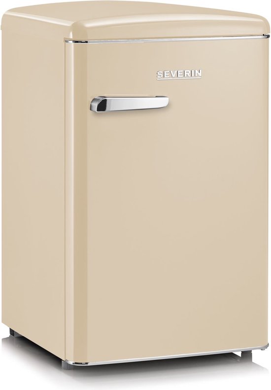 Retro koelkast Severin RKS 8833 crème 106L tafelmodel met vriezer boven, energieklasse A+++, LED verlichting