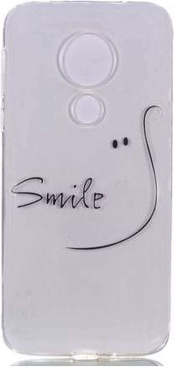 Shop4 - Motorola Moto G7 Power Hoesje - Zachte Back Case Smile Transparant