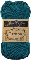 SCHEEPJES CATONA 401 DARK TEAL. PAK MET 10 BOLLEN a 50 GRAM. INCL. Gratis Digitale vinger haak en brei toerenteller