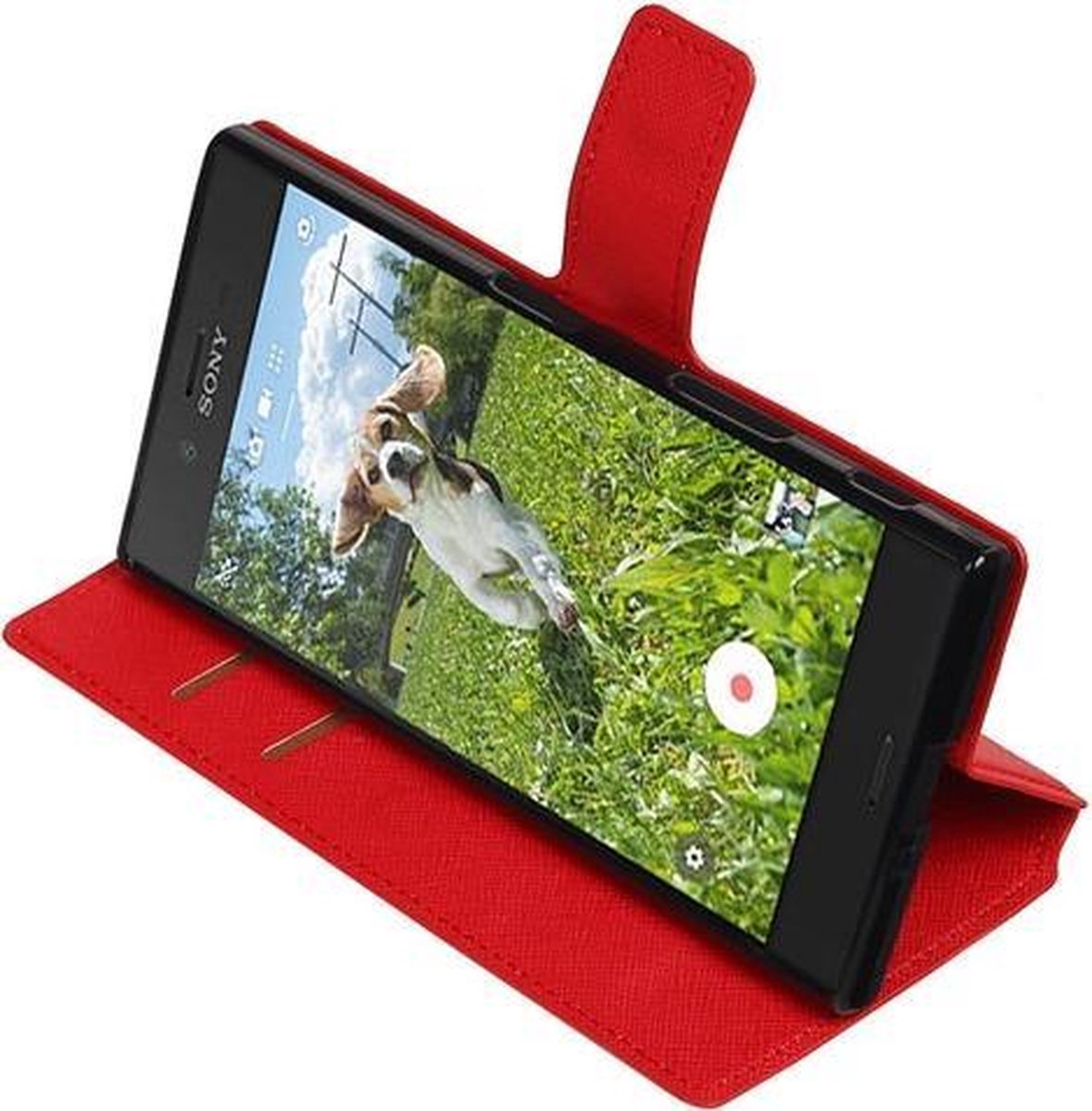 BestCases.nl Rood Sony Xperia XZ TPU wallet case booktype hoesje HM Book