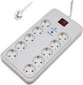 Stekkerdoos 10 voudig - Wit - 1.8 meter - Allteq