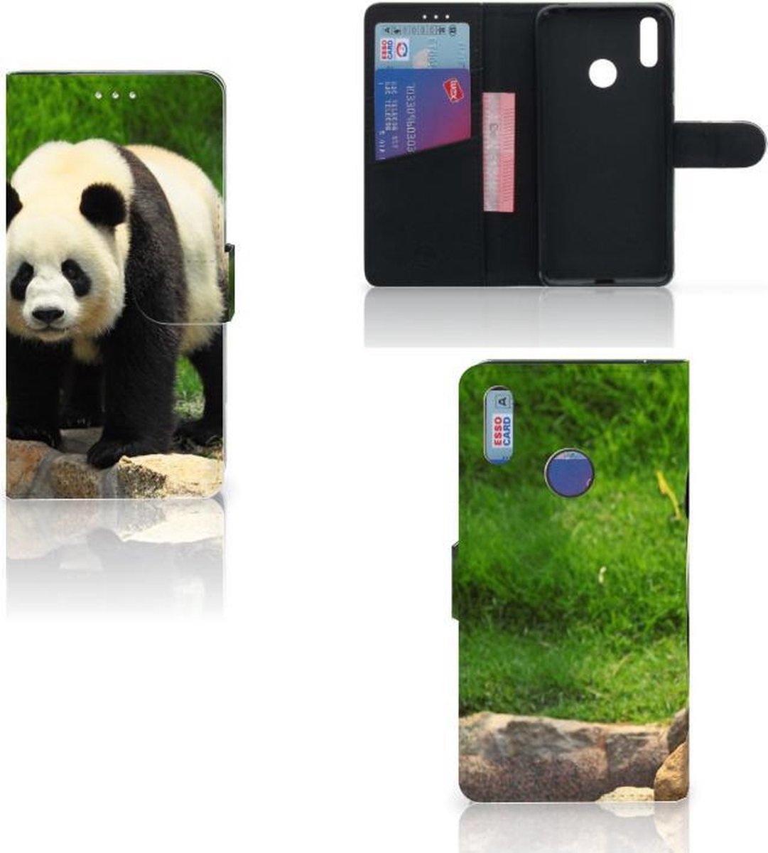 Book Case voor Huawei Y7 (2019) Telefoonhoesje met Pasjes Panda