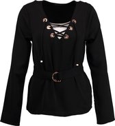 Supertrash zwarte tuniek blouse - valt kleiner - Maat 38