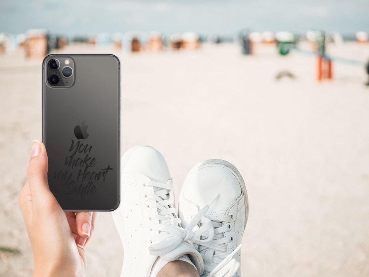Apple iPhone 11 Pro Max Siliconen hoesje met naam Heart Smile