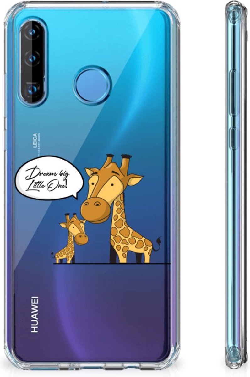 Huawei P30 Lite Stevig Bumper Hoesje Giraffe