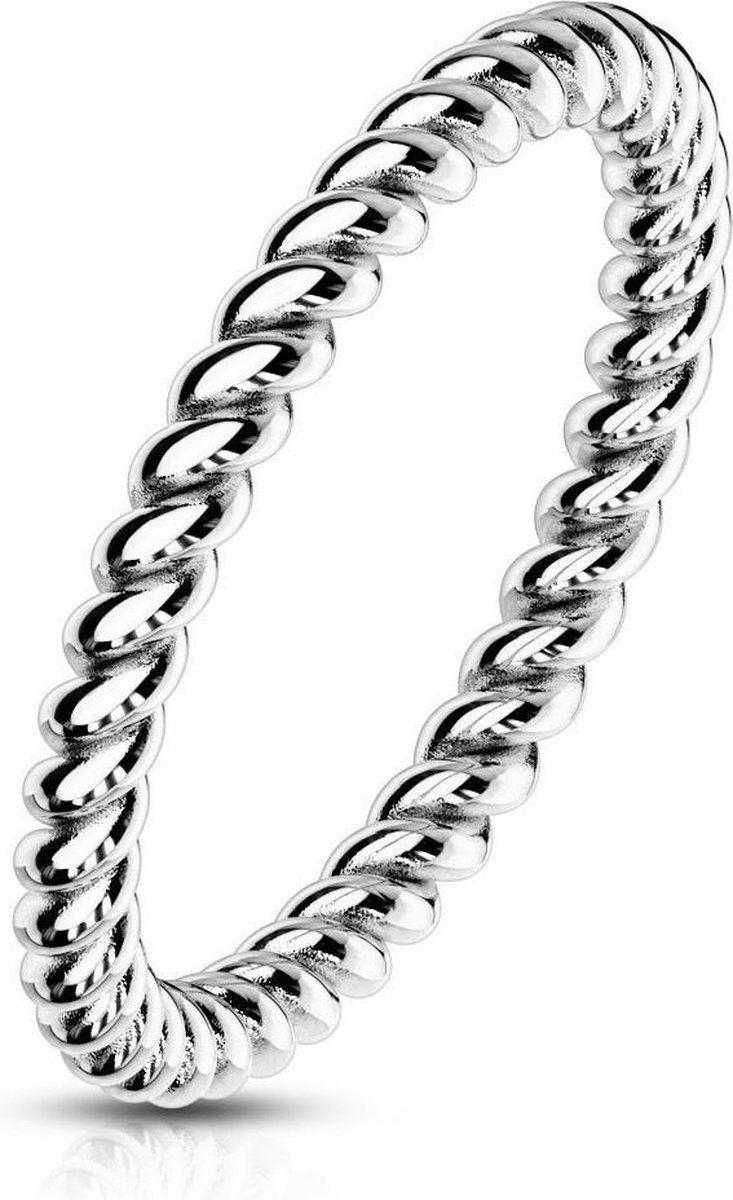 Ring Dames - Ringen Dames - Ringen Vrouwen - Dames Ring - Zilverkleurig - Zilveren Kleur - Ring - Smal en Veelzijdig - Grain