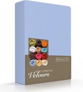 Velours Hoeslaken de Luxe - Blauw - 180x200 cm - Velours - Romanette