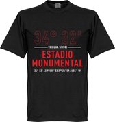 River Plate Estadio Monumental Coördinaten T-Shirt - Zwart - XL