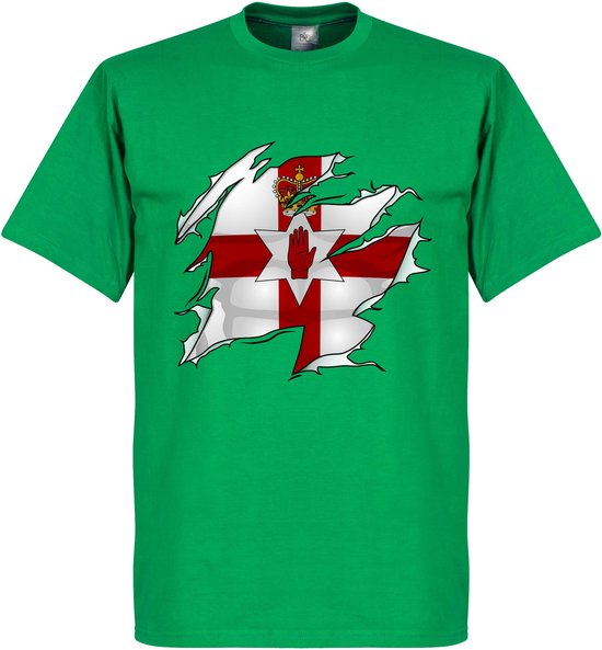 Noord Ierland Ripped Flag T-Shirt - Groen - XXL