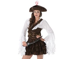 Vegaoo - Bruin-wit piraten kostuum voor vrouwen