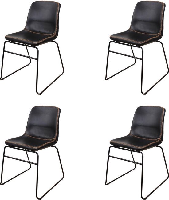 DS4U® jet eetkamerstoel - industriele stoel - kuipstoel - zwart - set van 4  | bol.com