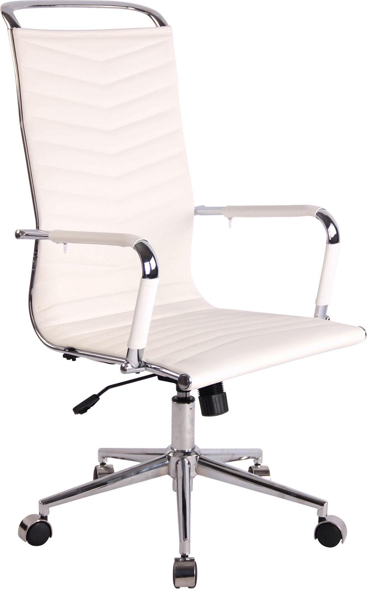 CLP Batley Bureaustoel - Voor volwassenen - Met armleuningen - Ergonomische - wit Kunstleer