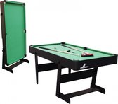 Cougar Hustle L opklapbare Pooltafel in Zwart - 5ft. Poolbiljart tafel inclusief één set poolballen, triangel, 2 keuen, biljartkrijt en borstel - 153x76x79cm