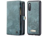 Samsung Galaxy A30s Bookcase hoesje - CaseMe - Effen Blauw - Leer - Portemonnee met 11 Vakjes voor Pasjes en Ritsvak