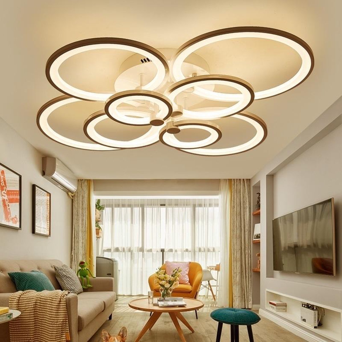 74W Creative ronde moderne kunst LED plafond lamp 8 koppen (warm wit) |  bol.com