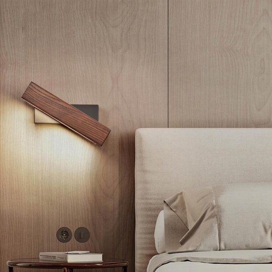 Eenvoudige Rotatable bed slaapkamer muur lamp warm nachtlampje grootte:  21cm (walnoot) | bol.com