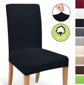 Beautissu Katoenen stoelhoes stretch Mia - 35-50 cm stretch hoezen voor stoelen - hoes stoelbekleding bi-elastische hoes - Öko-Tex & wasbaar - Zwart