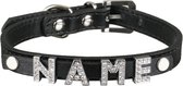 scarlet pet | Hondenhalsband "My-Name" incl. 5 strass letters; kan gepersonaliseerd worden met de naam van uw hond; extra letters kunnen besteld worden. Zwart (M) 38 cm