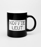 Mok - Zwart Wit - Koffieleut - Gevuld met snoepmix - In cadeauverpakking met gekleurd lint