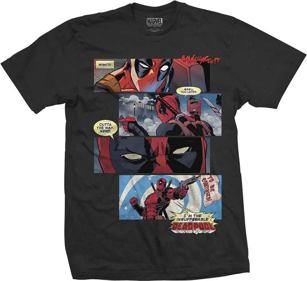Marvel Deadpool Heren Tshirt -L- Strips Zwart