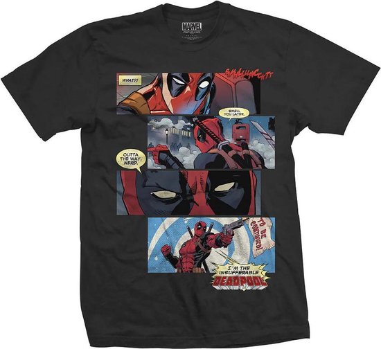 Marvel Deadpool Heren Tshirt -L- Strips Zwart