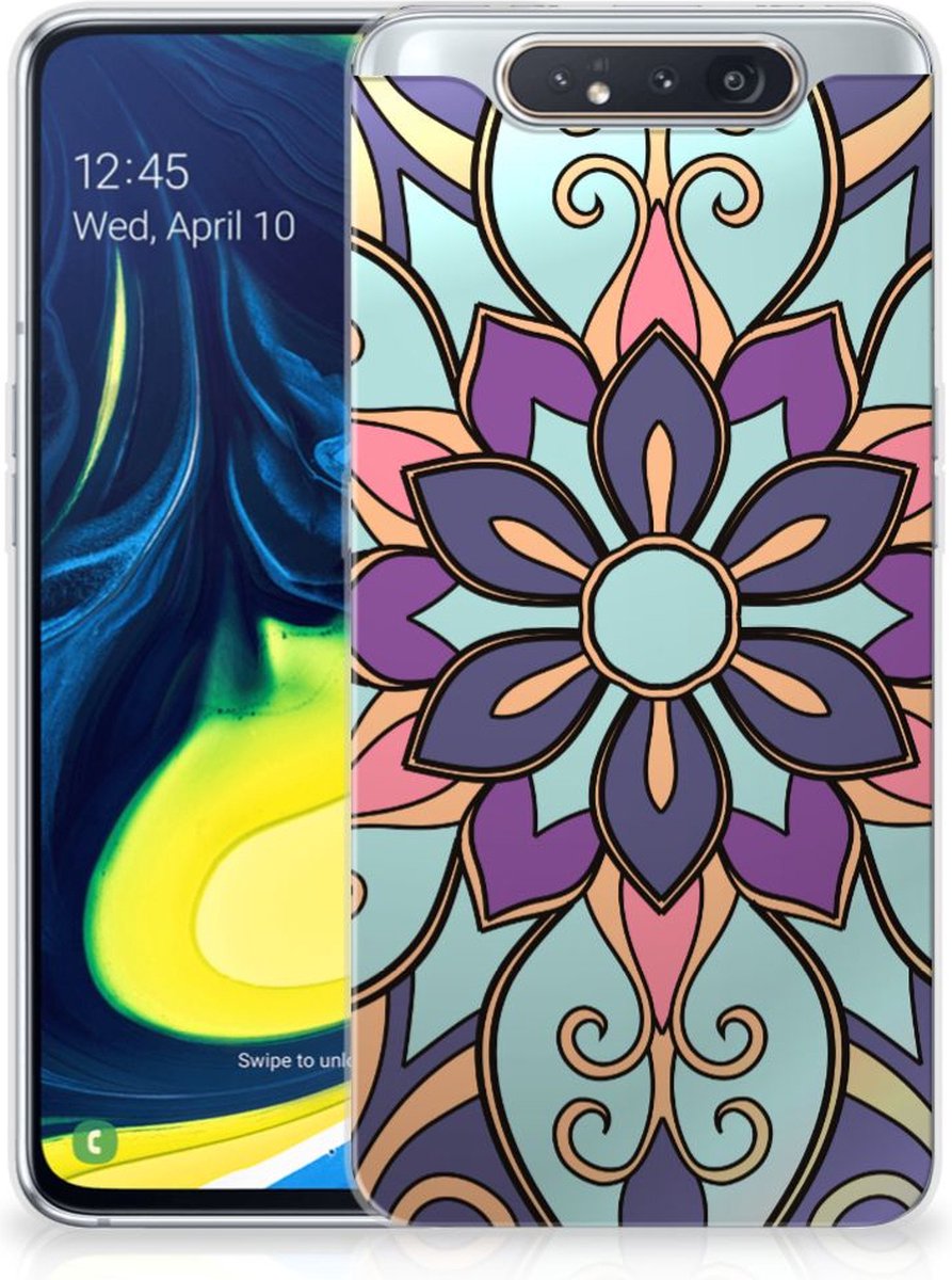 Samsung Galaxy A80 TPU Case Purple Flower
