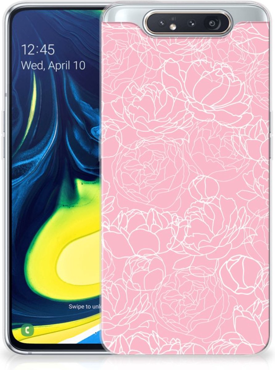 Samsung Galaxy A80 TPU Case White Flowers